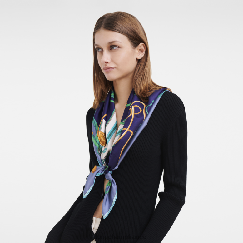 ardoise femmes foulard en soie collection printemps/été 2023 90 accessoires Longchamp Z6ZTP1046
