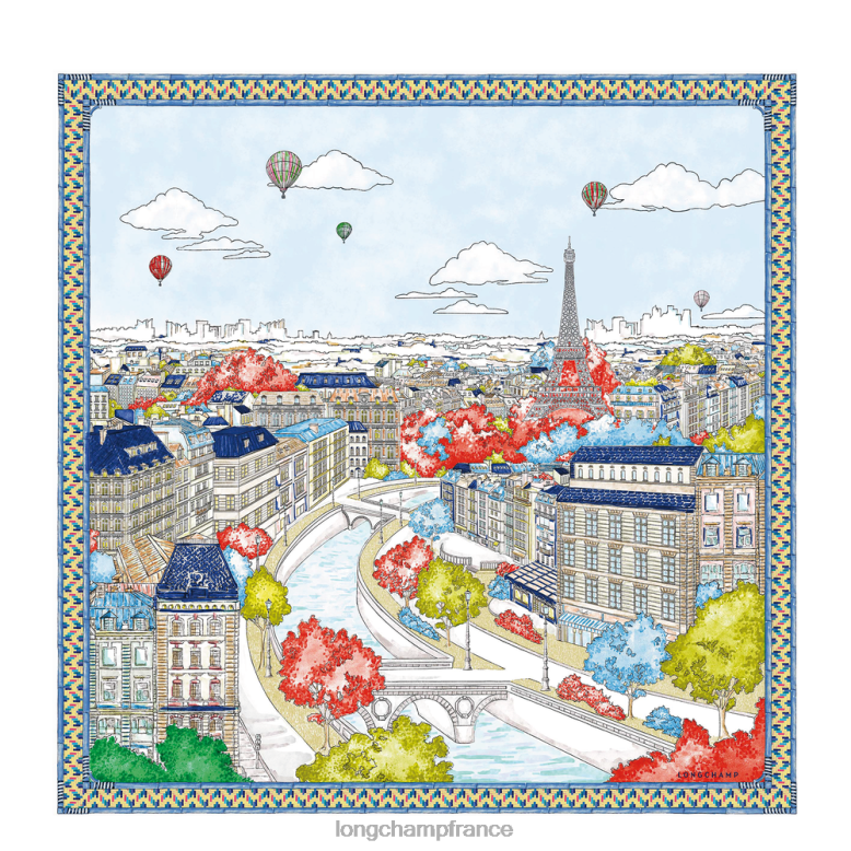 bleu femmes foulard en soie collection printemps/été 2023 90 accessoires Longchamp Z6ZTP1043