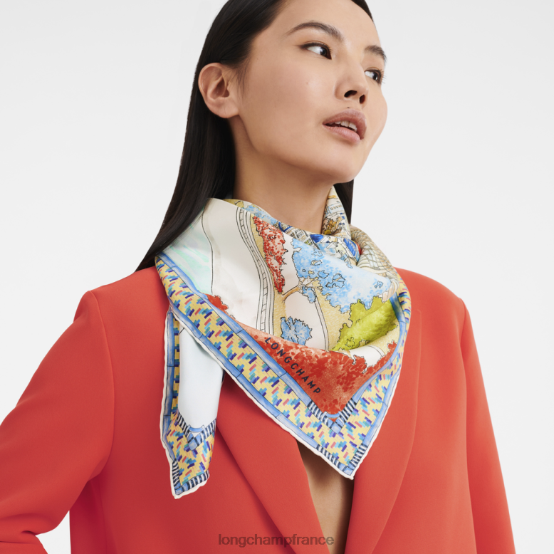 bleu femmes foulard en soie collection printemps/été 2023 90 accessoires Longchamp Z6ZTP1043