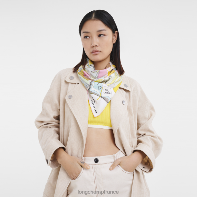 citron femmes foulard en soie collection printemps/été 2023 90 accessoires Longchamp Z6ZTP1050