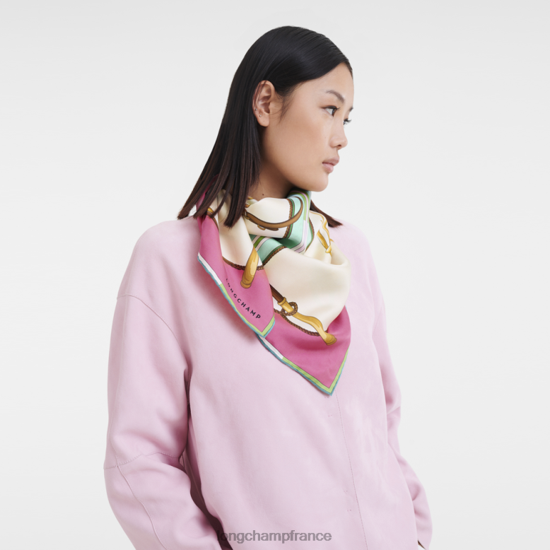 fuchsia femmes foulard en soie collection printemps/été 2023 90 accessoires Longchamp Z6ZTP1047