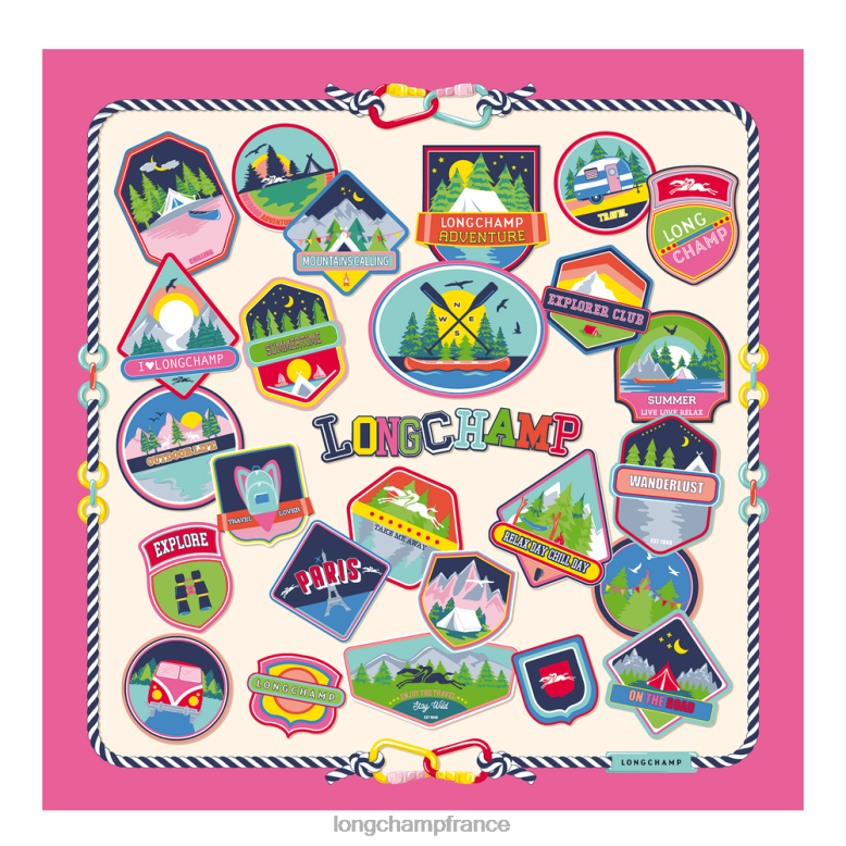 fuchsia femmes foulard en soie collection printemps/été 2023 90 accessoires Longchamp Z6ZTP1057