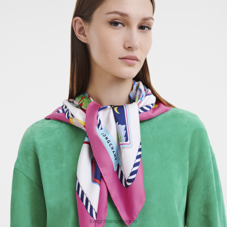 fuchsia femmes foulard en soie collection printemps/été 2023 90 accessoires Longchamp Z6ZTP1057