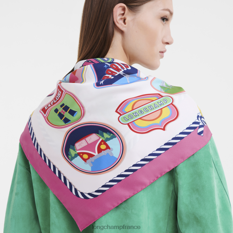 fuchsia femmes foulard en soie collection printemps/été 2023 90 accessoires Longchamp Z6ZTP1057