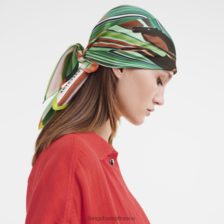 herbe/feu vert femmes foulard en soie collection printemps/été 2023 70 accessoires Longchamp Z6ZTP1038