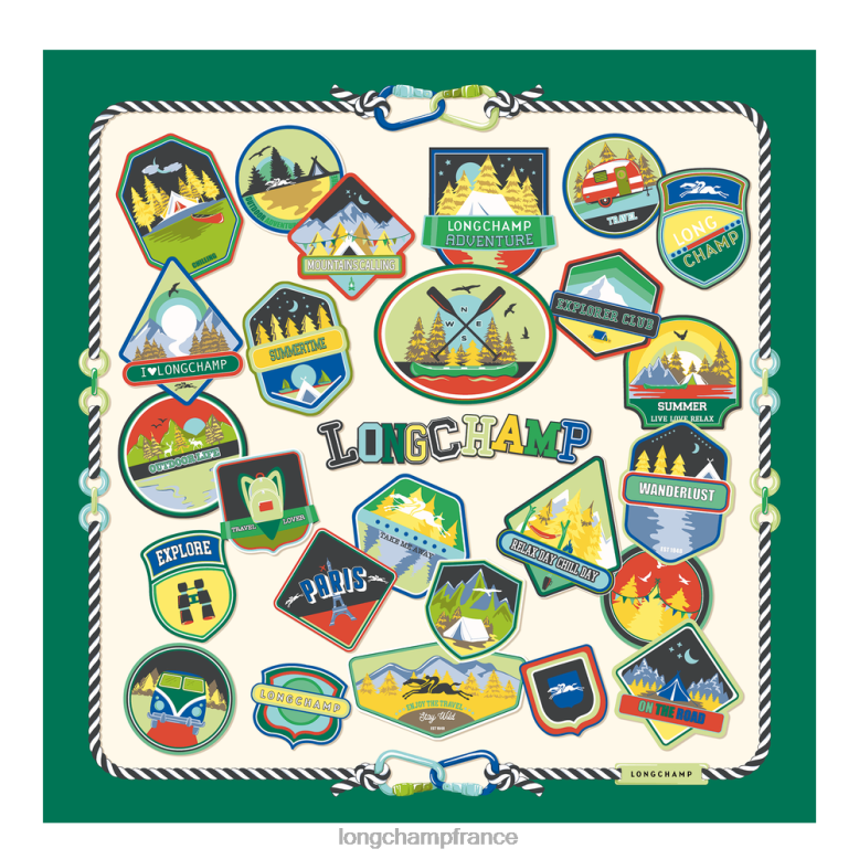 herbe/feu vert femmes foulard en soie collection printemps/été 2023 90 accessoires Longchamp Z6ZTP1058