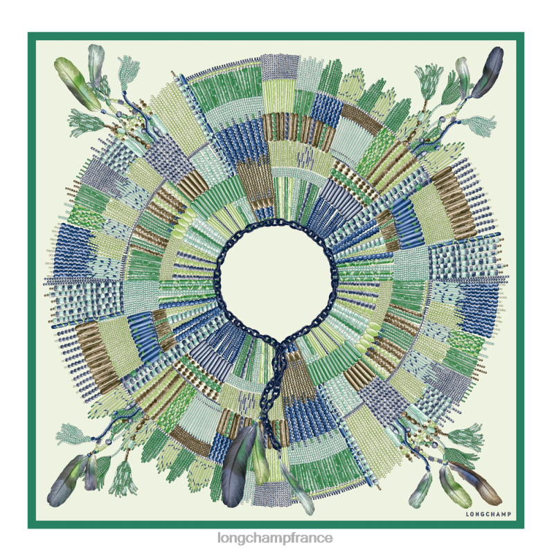 herbe/feu vert femmes foulard en soie collection printemps/été 2023 90 accessoires Longchamp Z6ZTP1061