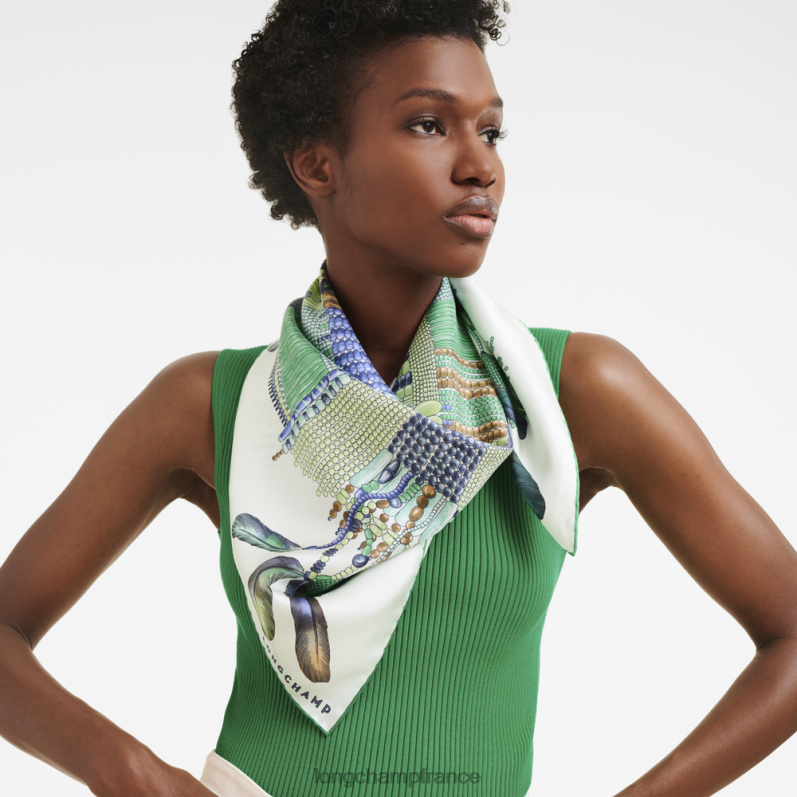 herbe/feu vert femmes foulard en soie collection printemps/été 2023 90 accessoires Longchamp Z6ZTP1061
