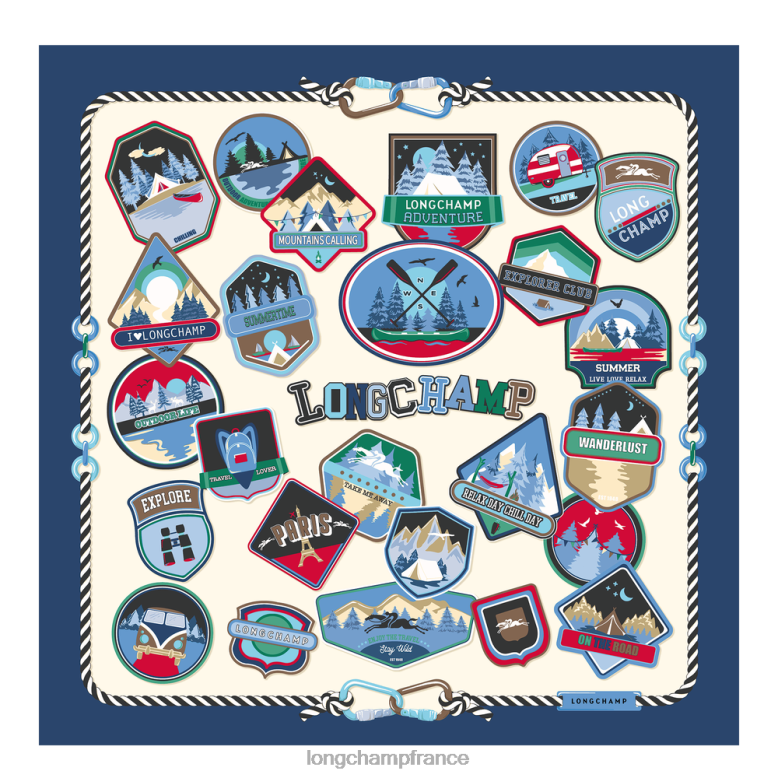 marine femmes foulard en soie collection printemps/été 2023 90 accessoires Longchamp Z6ZTP1056