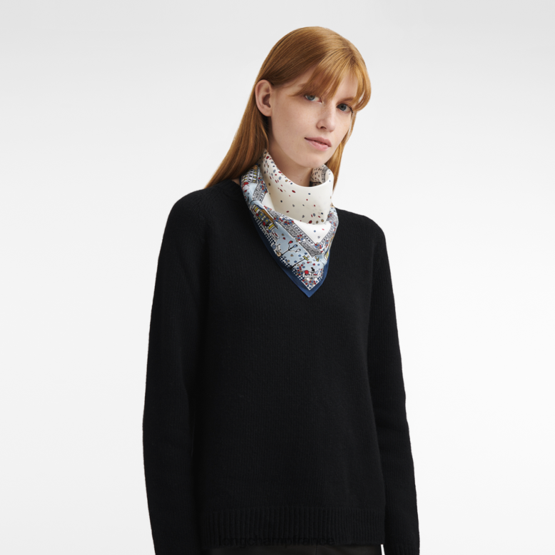 marine femmes foulard en soie collection printemps/été 2023 accessoires Longchamp Z6ZTP1009