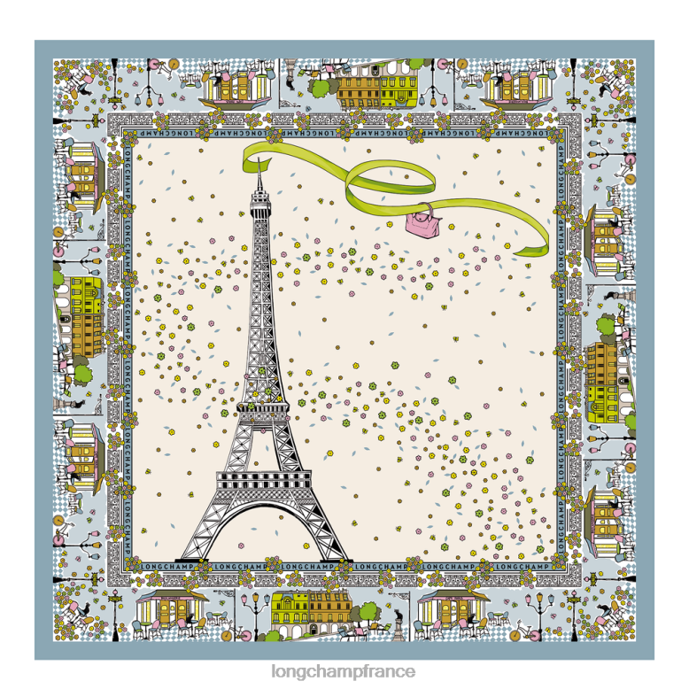 nuage bleu femmes foulard en soie collection printemps/été 2023 accessoires Longchamp Z6ZTP1013