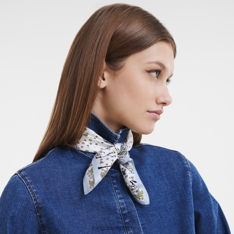 nuage bleu femmes foulard en soie collection printemps/été 2023 accessoires Longchamp Z6ZTP1013