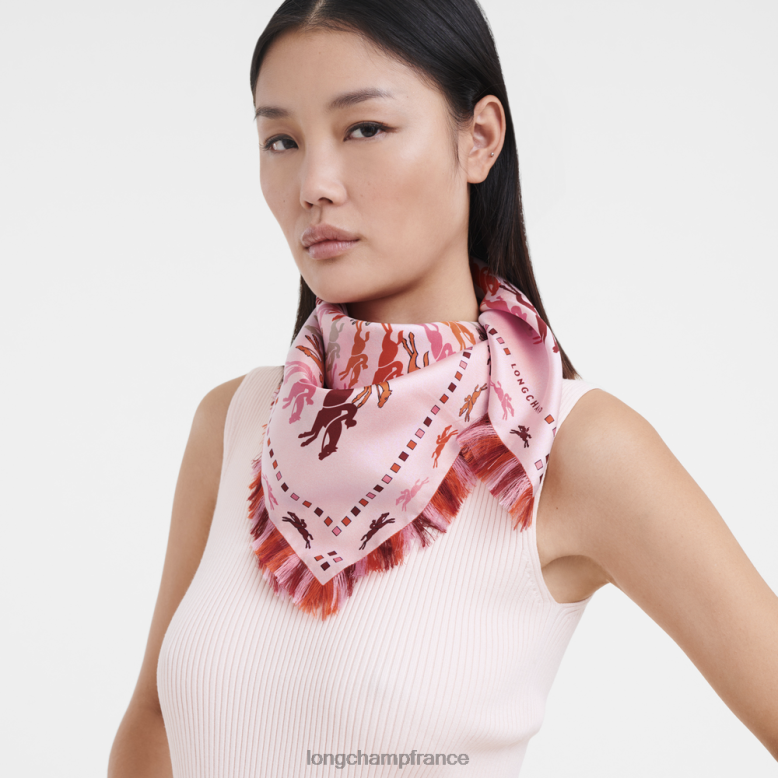 rose femmes foulard en soie collection printemps/été 2023 70 accessoires Longchamp Z6ZTP1028