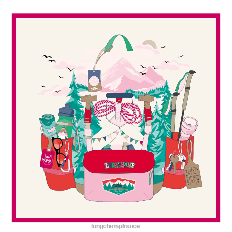 rose femmes foulard en soie collection printemps/été 2023 70 accessoires Longchamp Z6ZTP1034