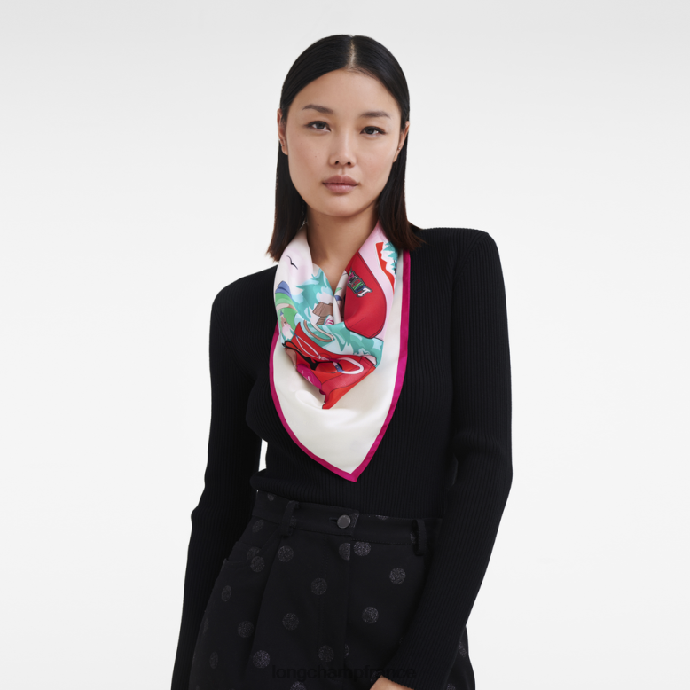 rose femmes foulard en soie collection printemps/été 2023 70 accessoires Longchamp Z6ZTP1034