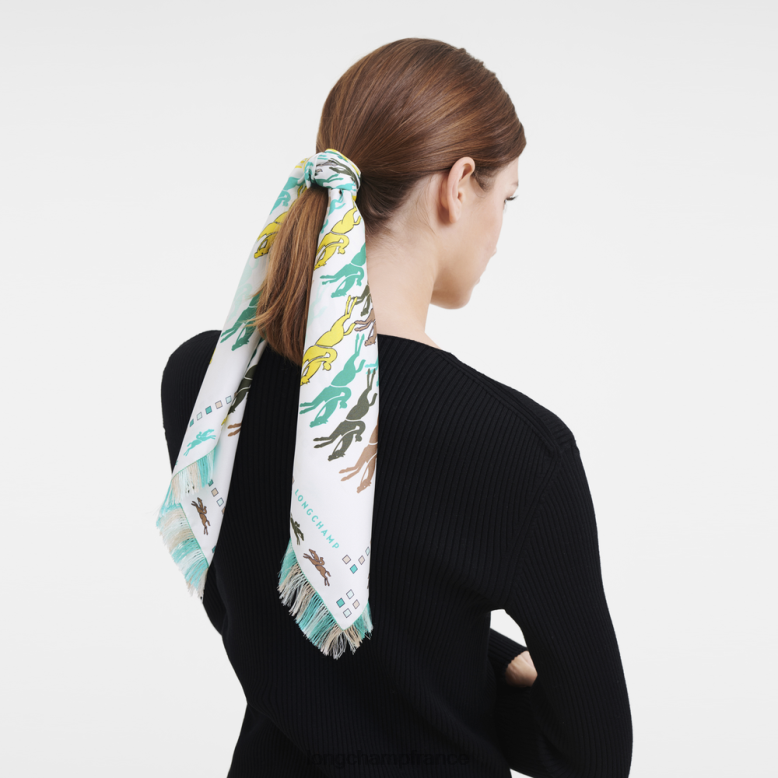 turquoise femmes foulard en soie collection printemps/été 2023 70 accessoires Longchamp Z6ZTP1029
