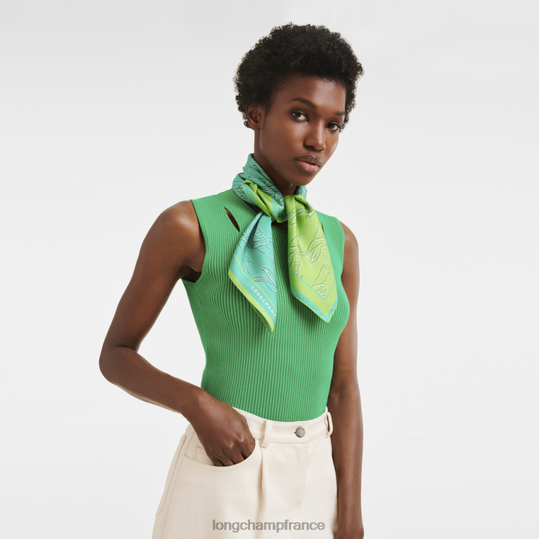 turquoise femmes foulard en soie collection printemps/été 2023 70 accessoires Longchamp Z6ZTP1032