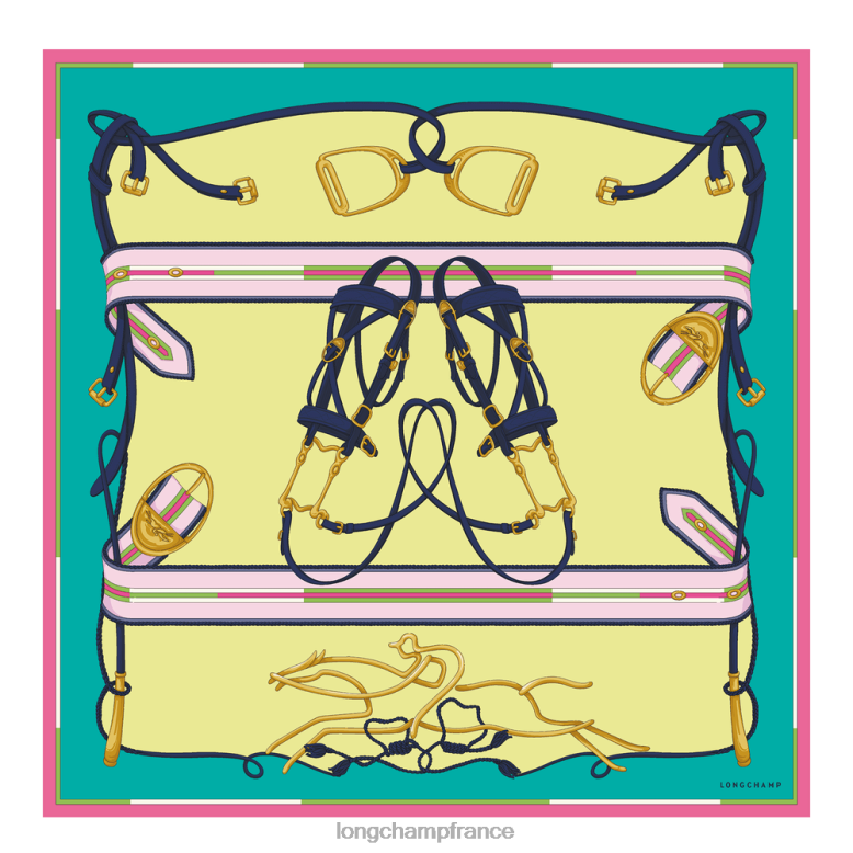 turquoise femmes foulard en soie collection printemps/été 2023 90 accessoires Longchamp Z6ZTP1048