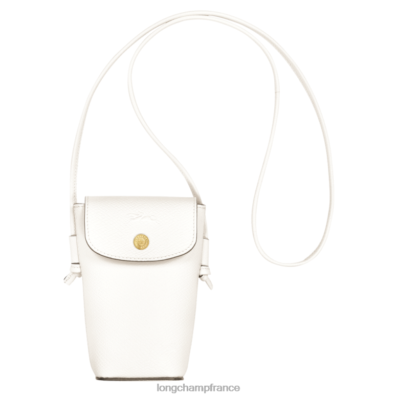 blanc femmes coque de téléphone epure avec lacet en cuir maroquinerie Longchamp Z6ZTP707