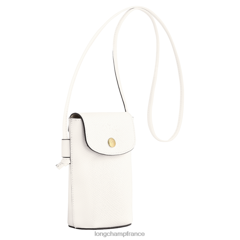 blanc femmes coque de téléphone epure avec lacet en cuir maroquinerie Longchamp Z6ZTP707