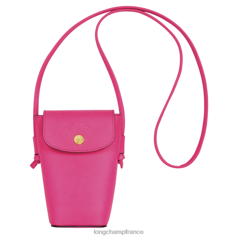 fuchsia femmes coque de téléphone epure avec lacet en cuir maroquinerie Longchamp Z6ZTP710