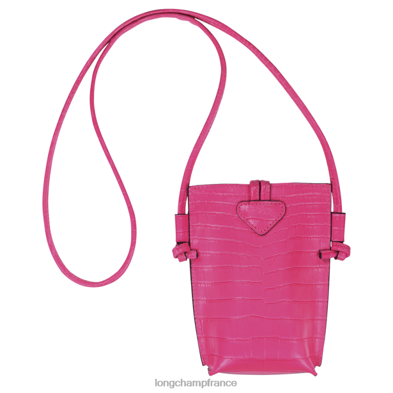 fuchsia femmes coque de téléphone roseau croco avec dentelle maroquinerie Longchamp Z6ZTP689