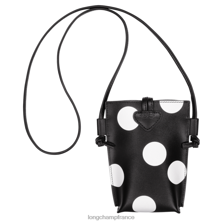 noir femmes coque de portable roseau avec lacet en cuir maroquinerie Longchamp Z6ZTP682