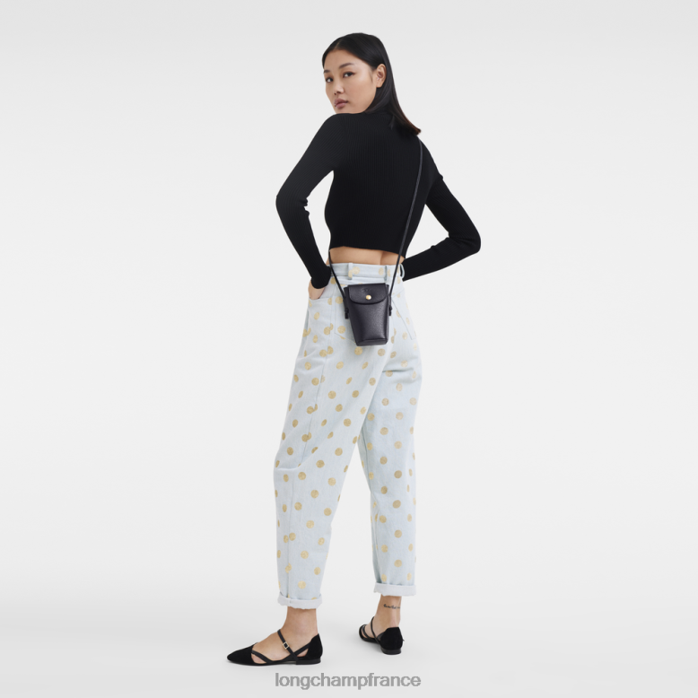 noir femmes coque de téléphone epure avec lacet en cuir maroquinerie Longchamp Z6ZTP706