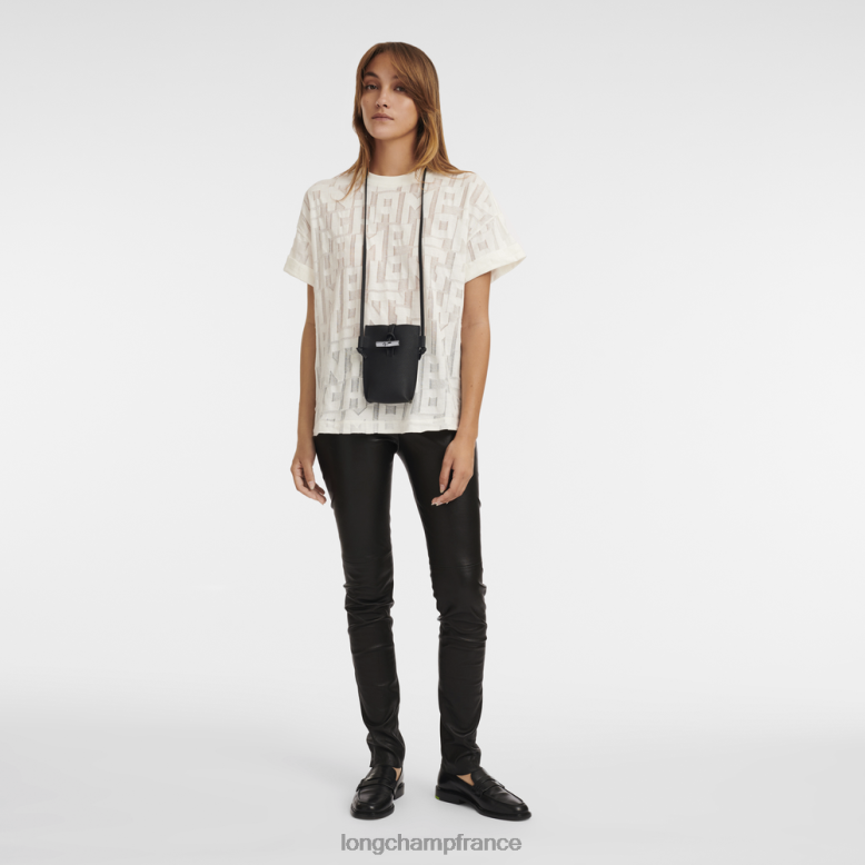 noir femmes coque de téléphone roseau avec dentelle maroquinerie Longchamp Z6ZTP683