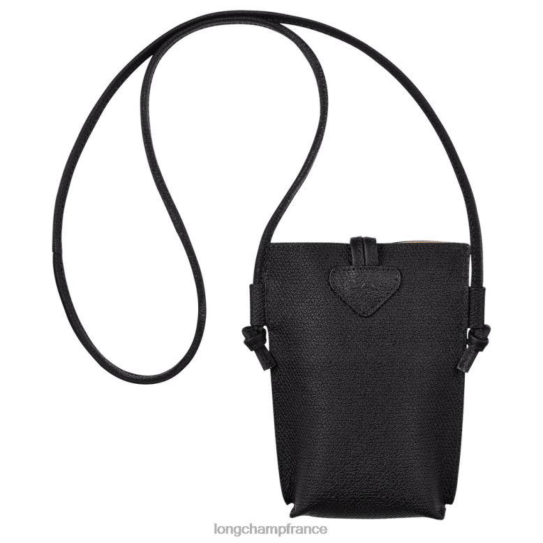 noir femmes coque de téléphone roseau avec dentelle maroquinerie Longchamp Z6ZTP683