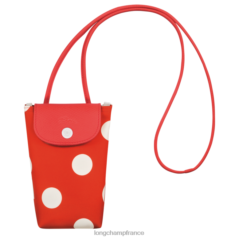 orange femmes coque de téléphone de la collection le pliage avec lacet en cuir maroquinerie Longchamp Z6ZTP676