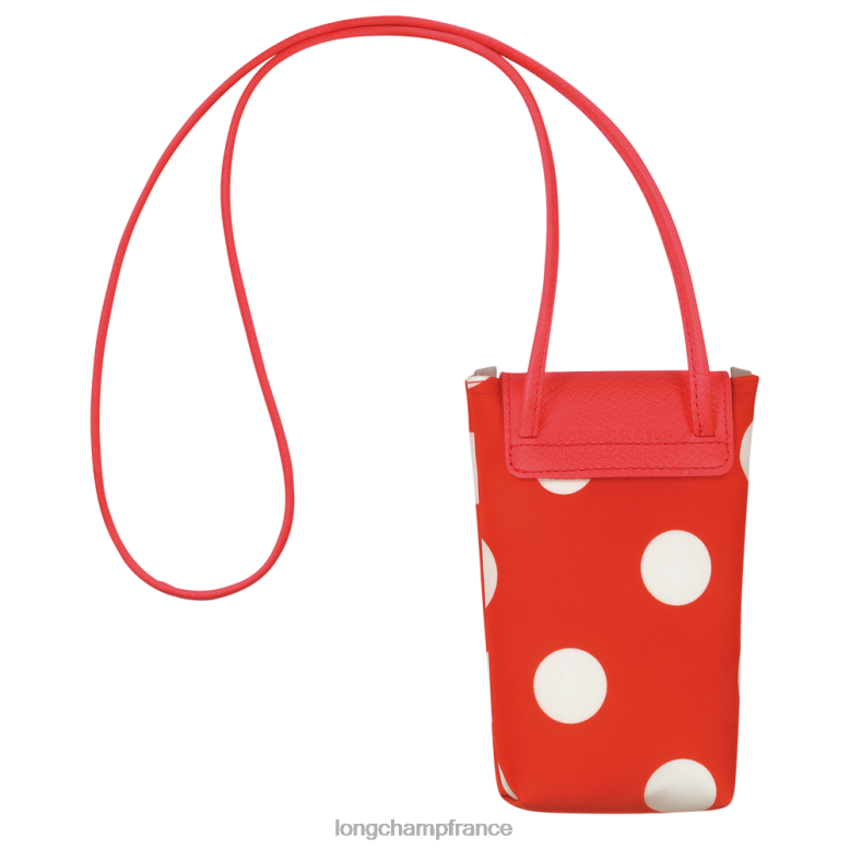 orange femmes coque de téléphone de la collection le pliage avec lacet en cuir maroquinerie Longchamp Z6ZTP676