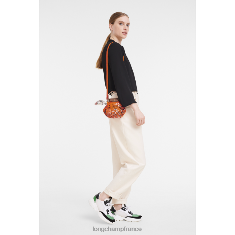 orange femmes sac en filet le pliage maroquinerie Longchamp Z6ZTP6