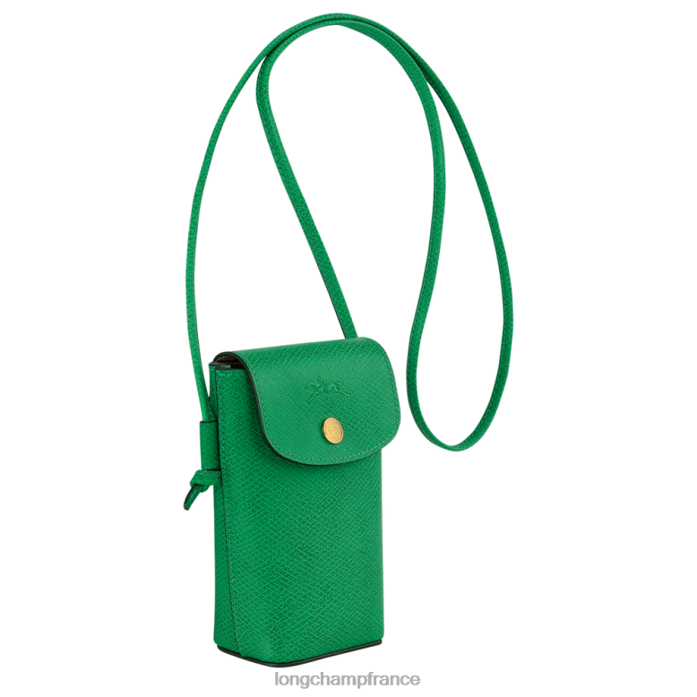 vert femmes coque de téléphone epure avec lacet en cuir maroquinerie Longchamp Z6ZTP709