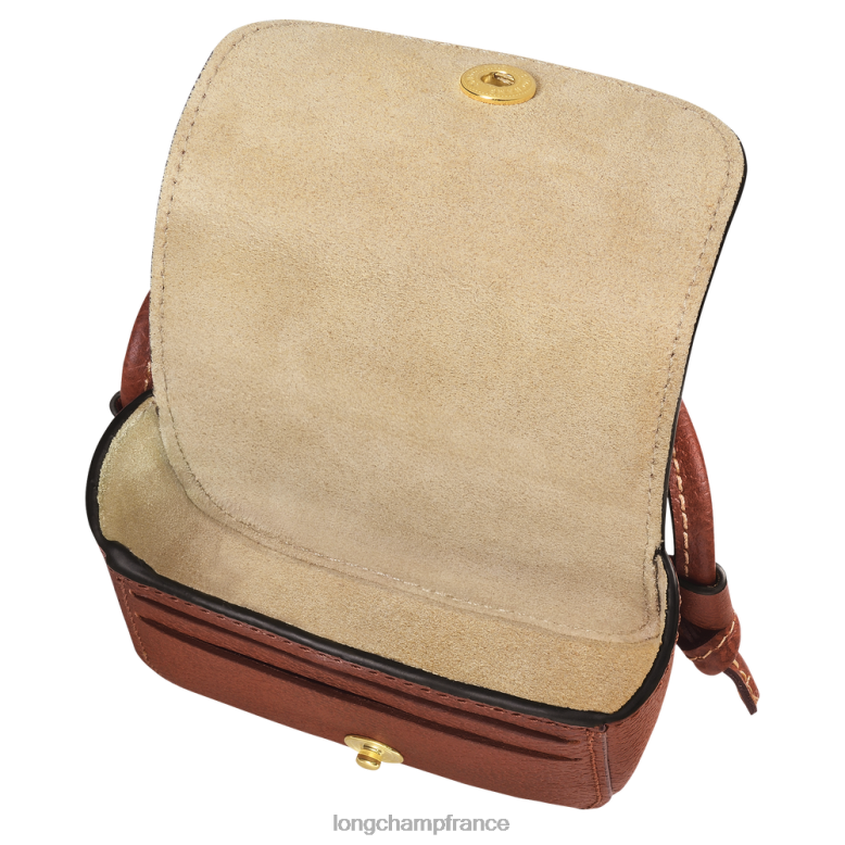 brun femmes porte-monnaie épure avec lacet en cuir maroquinerie Longchamp Z6ZTP533
