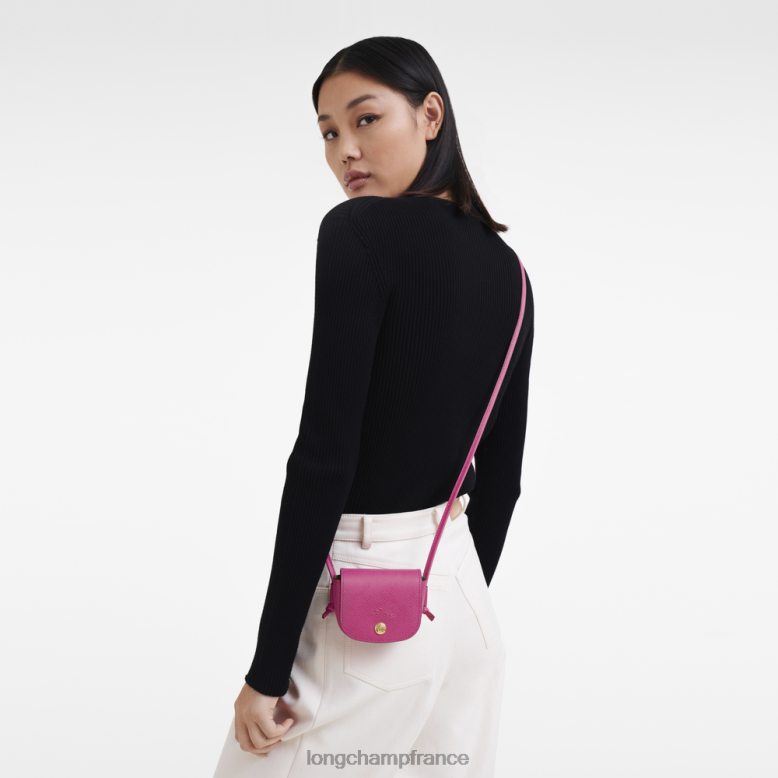 fuchsia femmes porte-monnaie épure avec lacet en cuir maroquinerie Longchamp Z6ZTP535