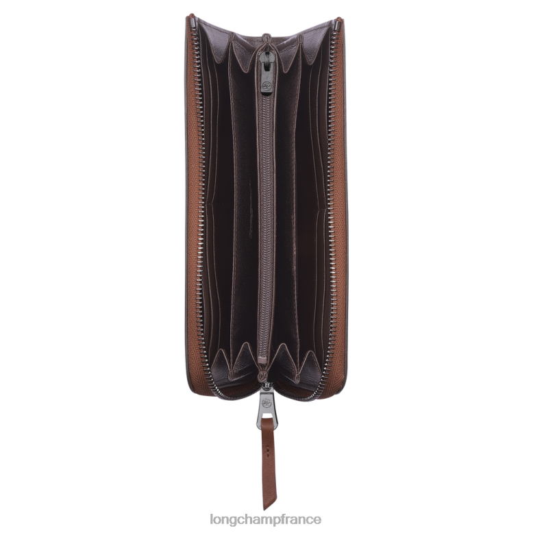 Cognac femmes Portefeuille 3D avec zip autour maroquinerie Longchamp Z6ZTP624