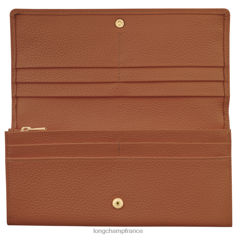 caramel femmes portefeuille continental le foulonne maroquinerie Longchamp Z6ZTP604