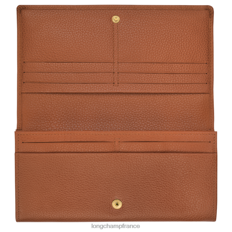 caramel femmes portefeuille continental le foulonne maroquinerie Longchamp Z6ZTP610