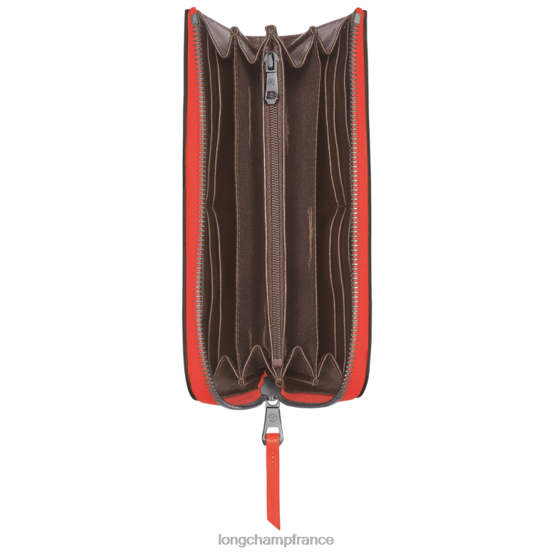 orange femmes Portefeuille 3D avec zip autour maroquinerie Longchamp Z6ZTP623