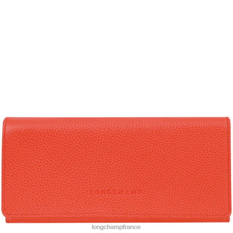 orange femmes portefeuille continental le foulonne maroquinerie Longchamp Z6ZTP603