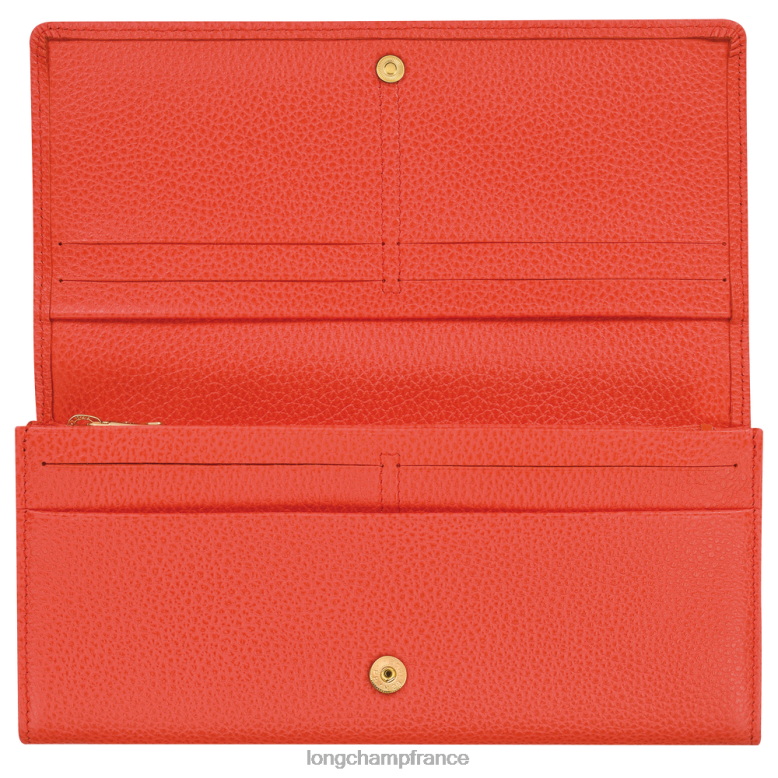 orange femmes portefeuille continental le foulonne maroquinerie Longchamp Z6ZTP603