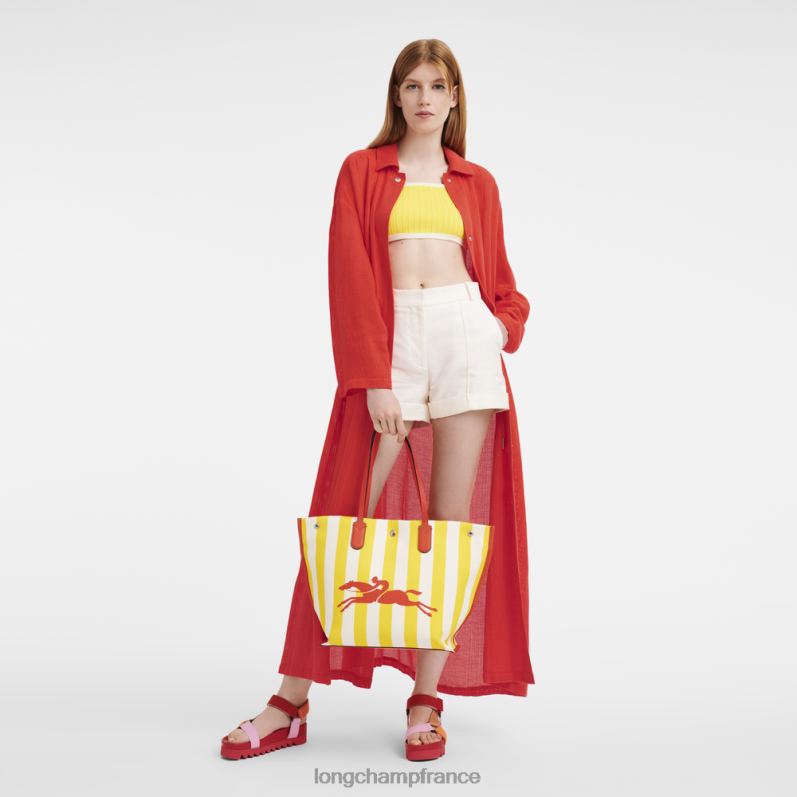 jaune blanc femmes sac cabas essentiel roseau Sacs Longchamp Z6ZTP364