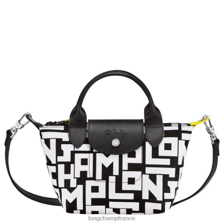 noir blanc femmes sac à main le pliage lgp Sacs Longchamp Z6ZTP89