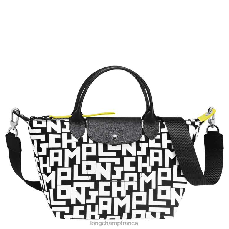 noir blanc femmes sac à main le pliage lgp Sacs Longchamp Z6ZTP90