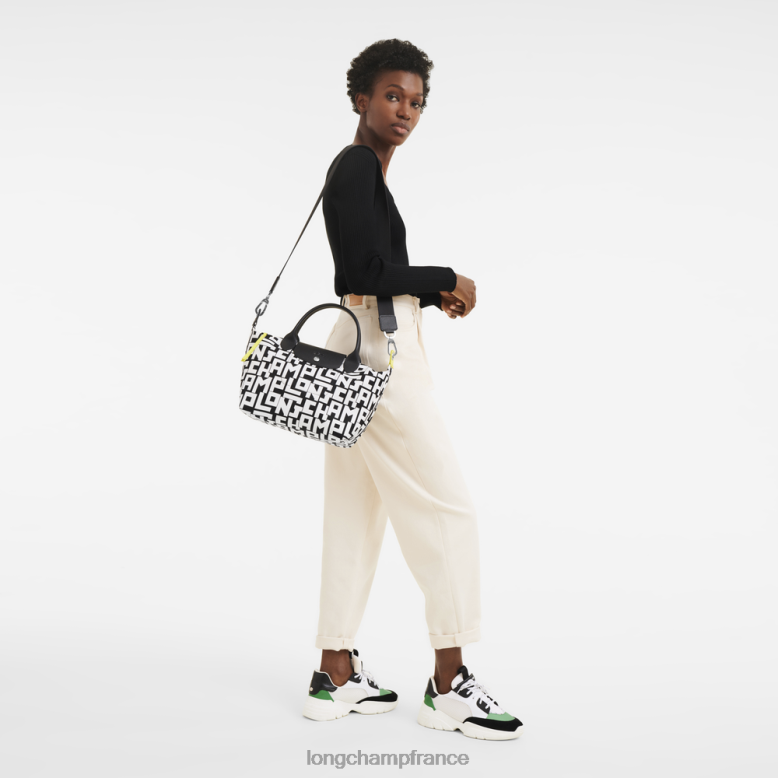 noir blanc femmes sac à main le pliage lgp Sacs Longchamp Z6ZTP91