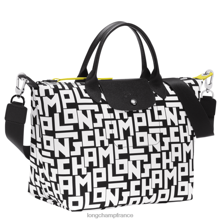 noir blanc femmes sac à main le pliage lgp Sacs Longchamp Z6ZTP91