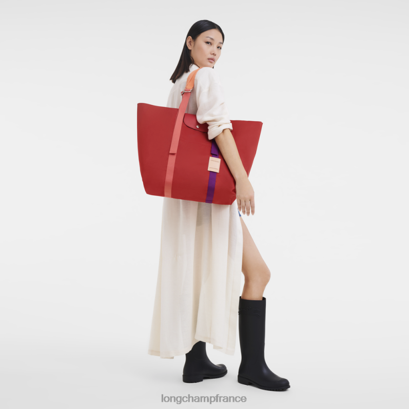 rouge femmes sac cabas le pliage re-play Sacs Longchamp Z6ZTP58