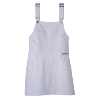 Blanc – Robe en gabardine brodée