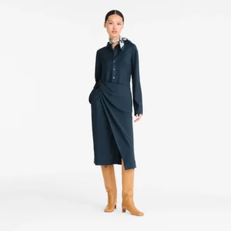 Bleu encre – Robe en crêpe